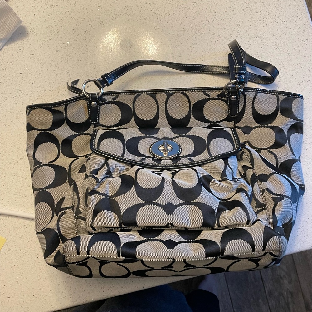 Black & Gray Coach Large Tote